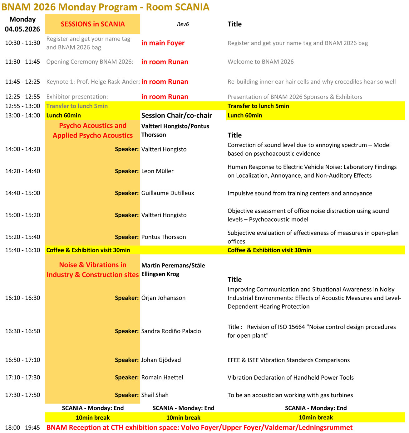 program overview Monday Scania
