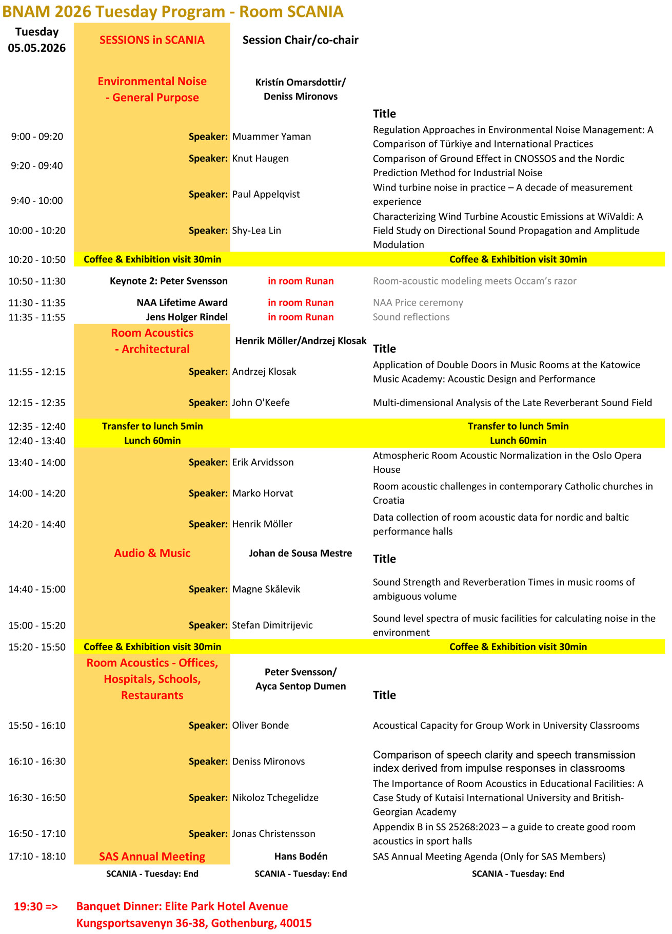 BNAM program overview Tuesday SCANIA